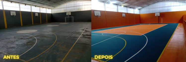 Ginásio antes X depois | Aruanã Acampamento